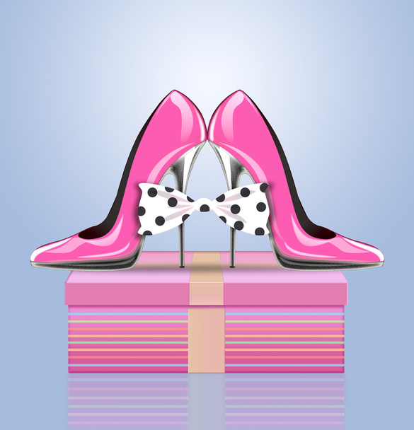 High heel shoes with bow, symbol mothers day, woman's day, valentines day - Foto, Imagem