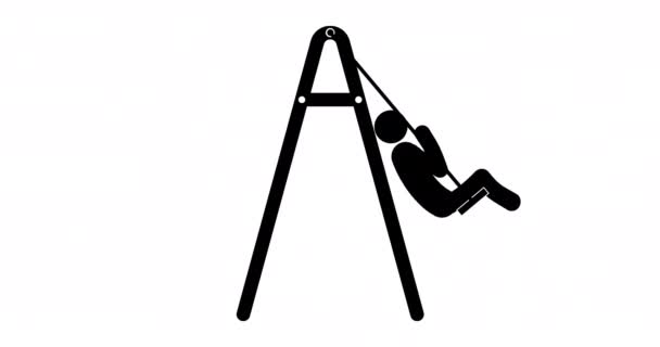 Set di figure bastone corda swing su uno sfondo bianco, animazione 4K piatta. - Filmati, video