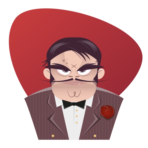 Siniestro jefe de la mafia de dibujos animados
 - Vector, imagen