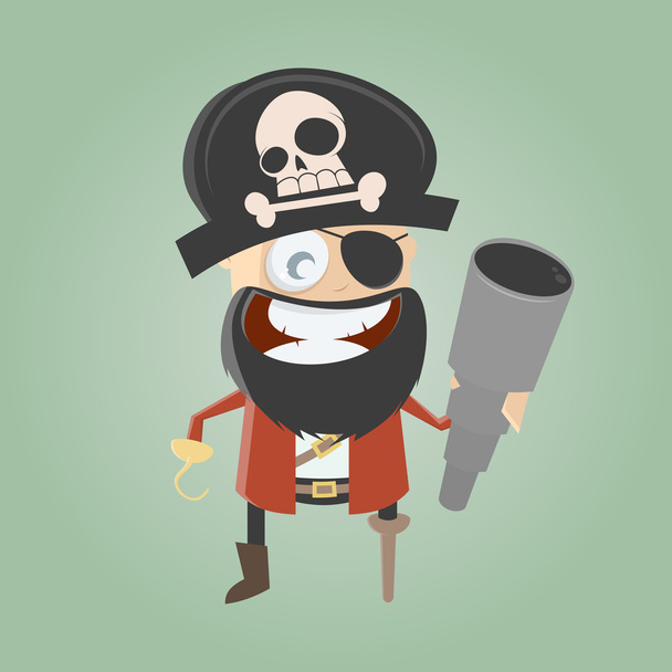 Komickou pirát s dalekohledem - Vektor, obrázek