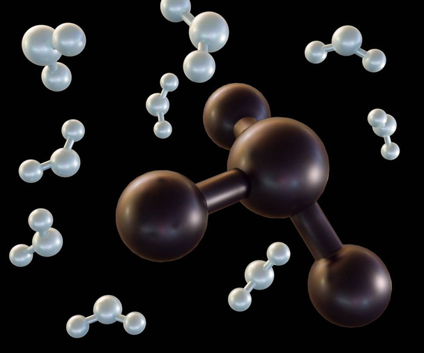 Su molekülleriyle dağılmış izole arsenit molekülleri. - Fotoğraf, Görsel