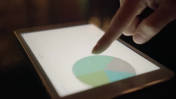 Dijital Tablet Ekran Muhasebe Şirketi Kâr Tablosu Kullanan Kişi. Yüksek kalite 4k görüntü - Video, Çekim