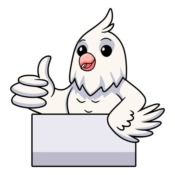 Vektorové ilustrace roztomilý albín kohout pták karikatura dávat palec nahoru - Vektor, obrázek