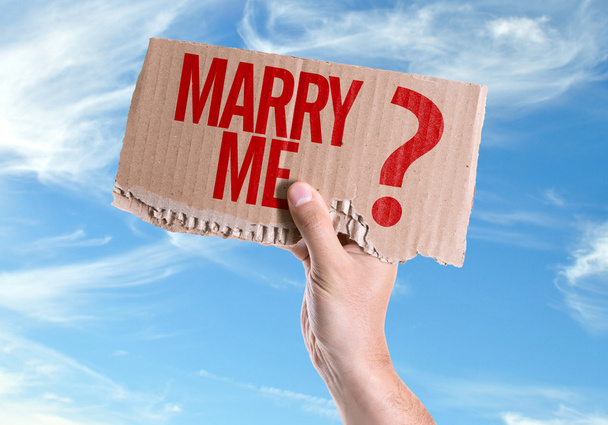 Marry Me? card in hand - Фото, изображение