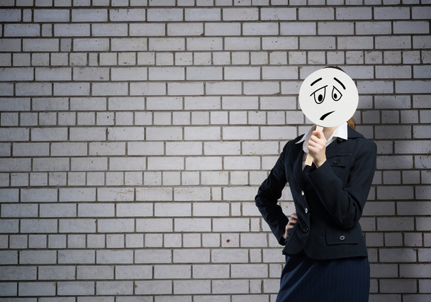 Unrecognizable businesswoman hiding her face - Fotoğraf, Görsel
