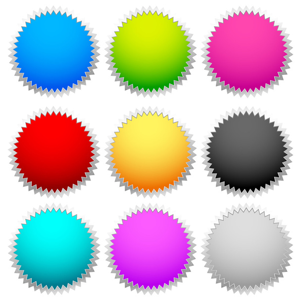 Heldere, kleurrijke badges set - Vector, afbeelding