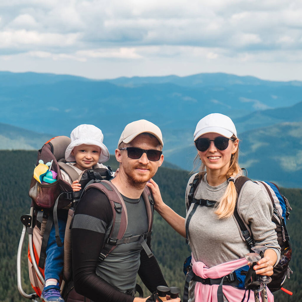 Family with Baby in Mountains - Photo, Image