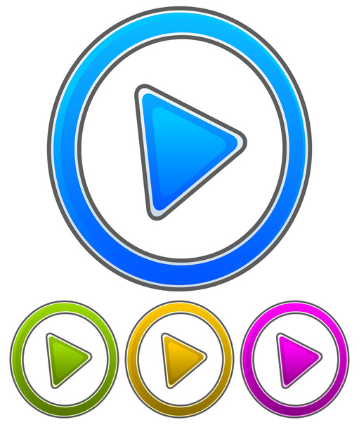 Colorful play button icons - Διάνυσμα, εικόνα