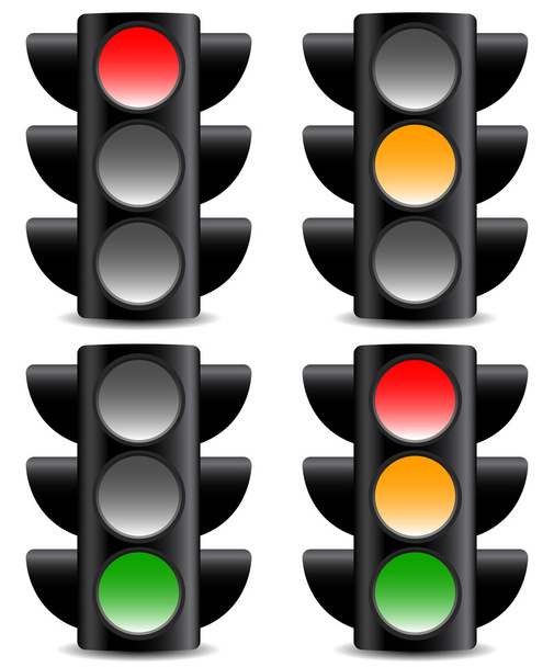 Traffic signals on white - Vector, Imagen