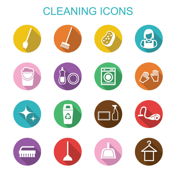 čištění dlouhý stín ikony - Vektor, obrázek