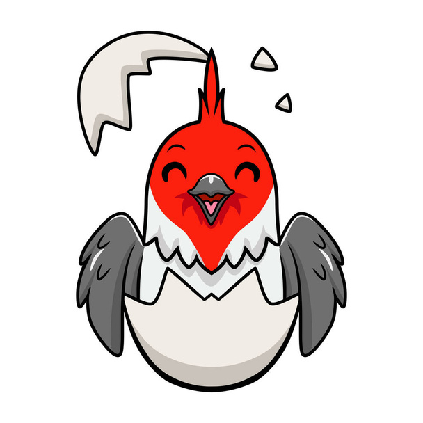 卵の中のかわいい赤い紋章の鳥漫画のベクトルイラスト - ベクター画像