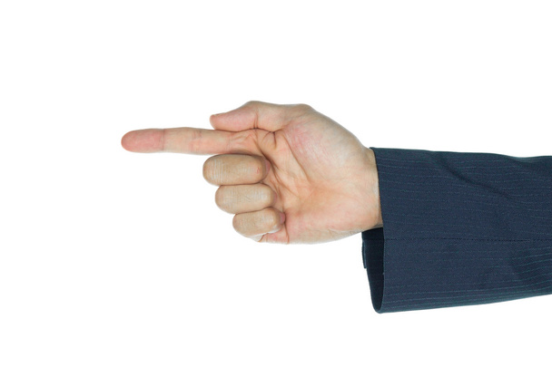 İş adamı işaret parmağı ya beyaz izole işaret - Fotoğraf, Görsel