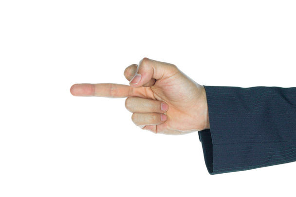 Επιχειρηματίας μεσαίο δάχτυλο απομονωθεί σε λευκό - Φωτογραφία, εικόνα