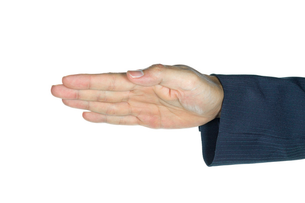 Espectáculo de hombre de negocios Palma o mano aislada en blanco
 - Foto, imagen