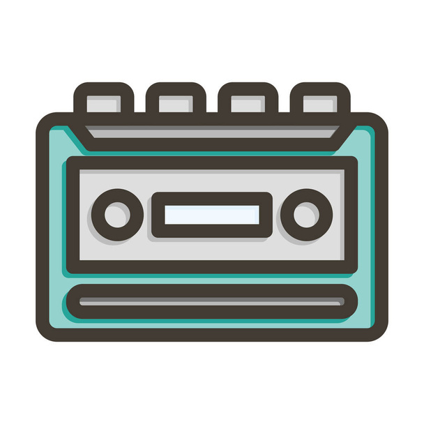 Cassette Recorder Thick Line Filled Colors For Personal And Commercial Use - Vector, Image