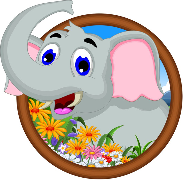 Lustige Elefanten-Karikatur posiert - Vektor, Bild