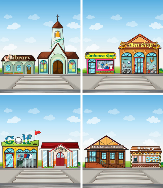 建物や町の店舗 - ベクター画像