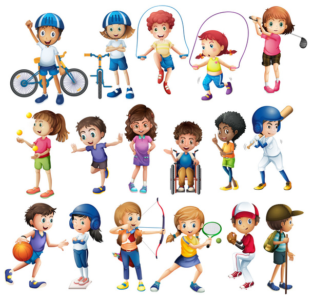 Kinder und Sport - Vektor, Bild