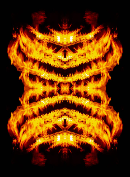 Abstract Mirrored Kaleidoscope Fire Background, Portugal. - Foto, Imagem