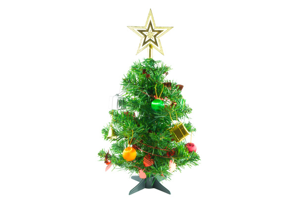 árbol de Navidad decorado sobre fondo blanco - Foto, imagen