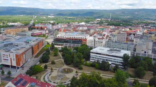 Teplice, Czech Republic - July 16, 2023: Aerial view of city center of Teplice. - Footage, Video