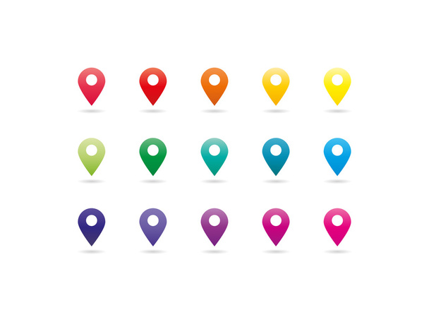 Rainbow spectrum map pointer icons - Vector, Image
