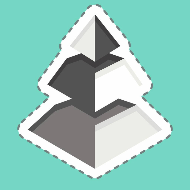 Sticker line cut Pyramid Chart. související se symbolem 3D vizualizace. jednoduchý design upravitelný. jednoduchá ilustrace - Vektor, obrázek
