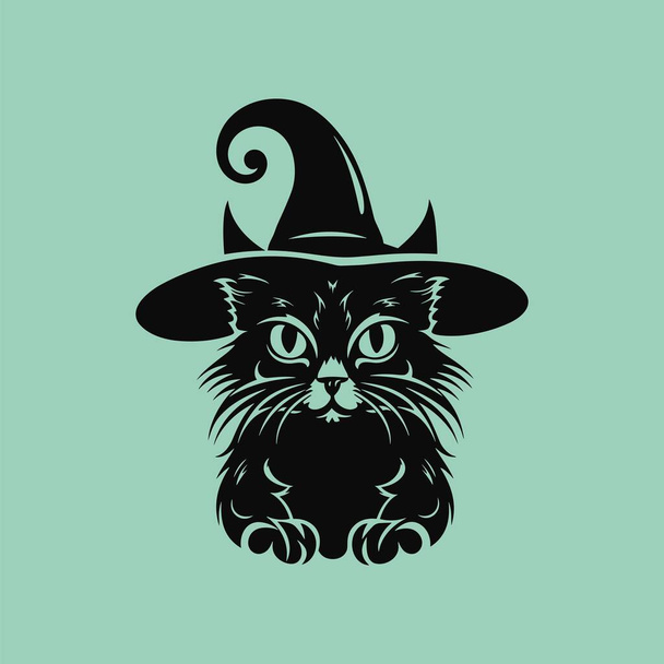 Creepy Halloween Black Cat Vector Design - Vector, Image