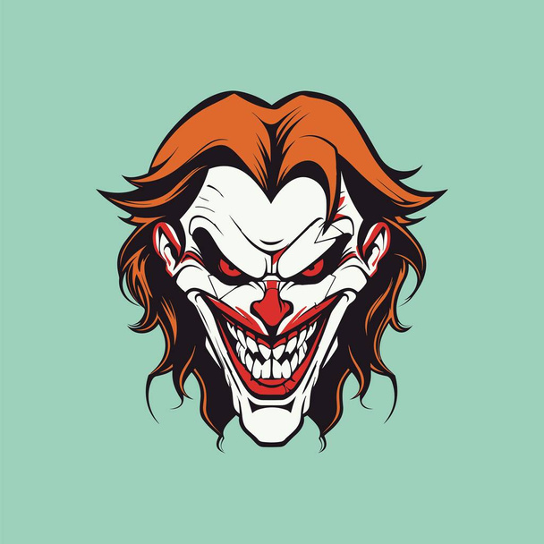 Τρομακτική Clown κεφάλι μασκότ τέχνης - Διάνυσμα, εικόνα