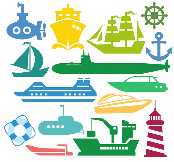 Set of ships and boats - Vector, Image