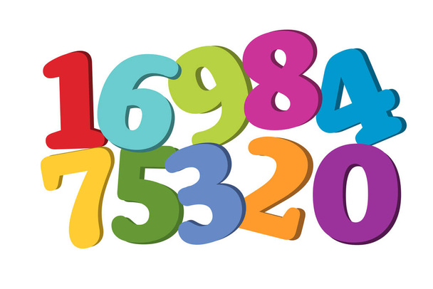 Mathématiques Nombre coloré sur fond blanc, éducation étude mathématiques apprentissage concept enseigner. - Vecteur, image