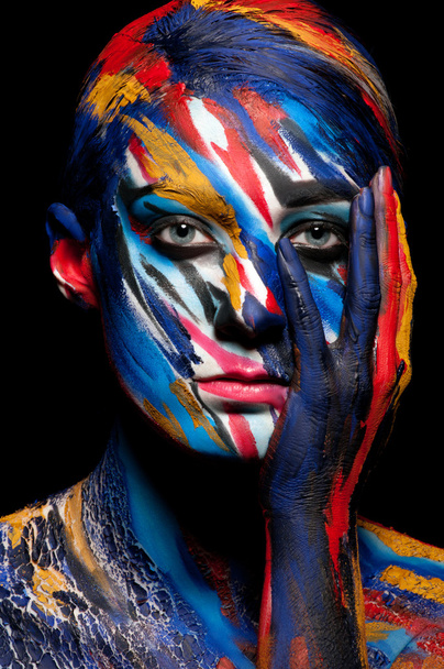 Paint on his face. - Photo, Image
