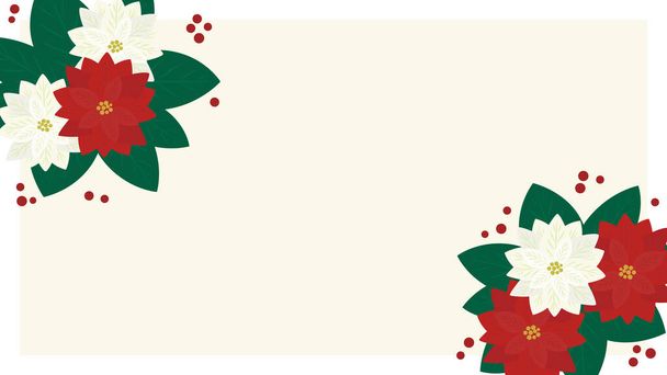 Dies ist eine Rahmenillustration mit Weihnachtssternen und roten Beeren. - Vektor, Bild