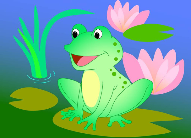 Dessin animé Fanny grenouille sur l'étang - Photo, image