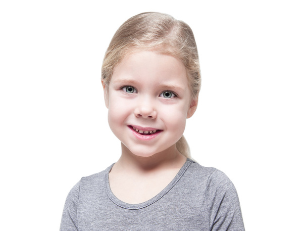 Beautiful little girl with blond hair isolated  - Фото, зображення
