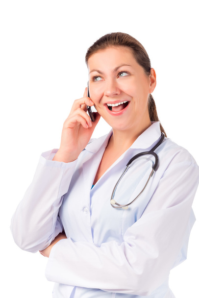 cheerful nurse talking on the phone - Valokuva, kuva