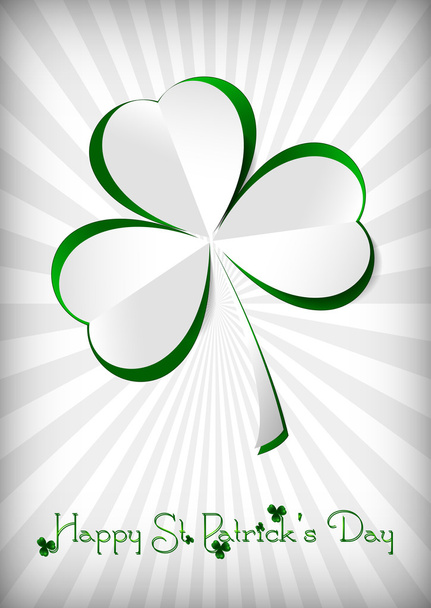 Holiday card on St. Patrick's Day. March 17. Paper clover on striped white background - Vector, Image