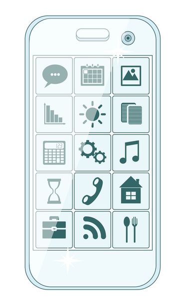 Phone stylish menu with icons, vector illustration - Vector, Image