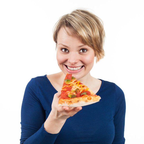Pizza and big smile - Фото, изображение
