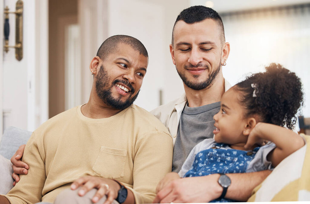 Two male gay couple with adopted child. Homosexual Couple holding hands  LGBT flag. Concept LGBT family. kids drawing pencils Stock Photo