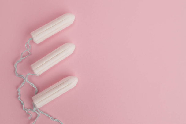 Hygienic female tampon on a pink background - Photo, Image