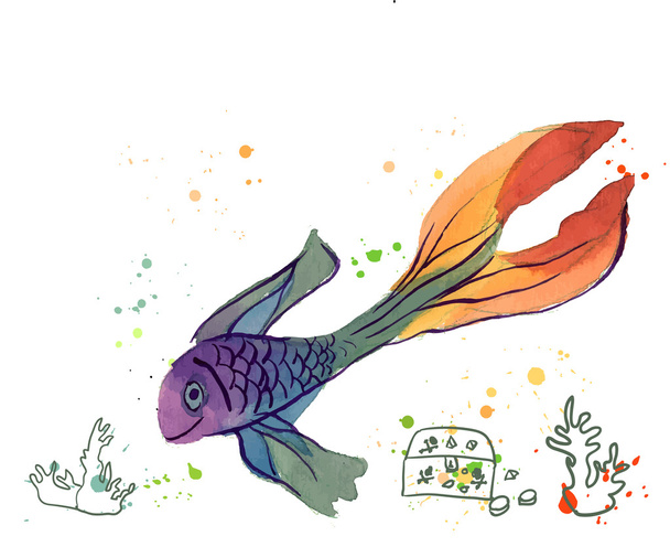 Watercolor Fish Isolated - Vector, afbeelding