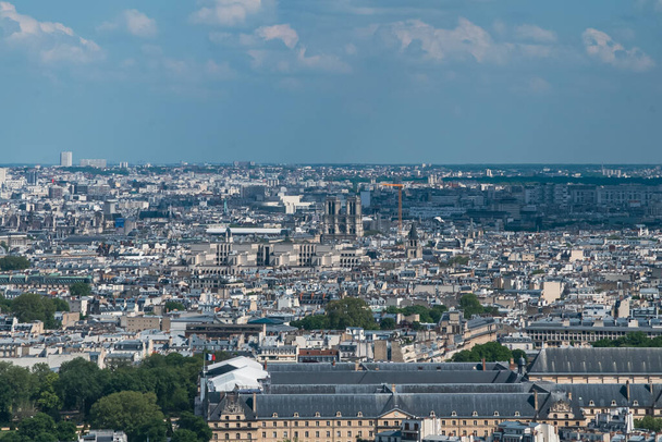 París panorámica desde la Torre Eiffel y vista del río Sena. París, Francia.  - Foto, Imagen