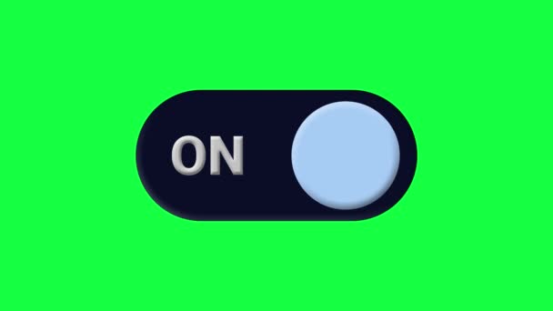 interruptor de diapositiva de botón redondo encendido y apagado en el iphone móvil y el botón de sonido de pantalla de leptop dentro y fuera de la pantalla verde de fondo y la pantalla negra - Metraje, vídeo