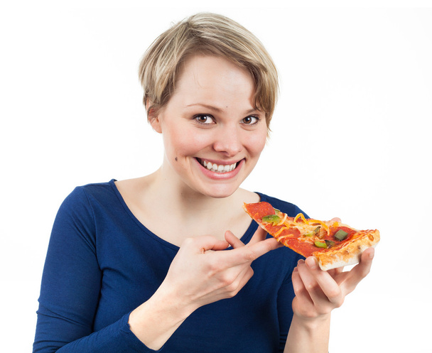 Sonrisa y pedazo de pizza
 - Foto, imagen