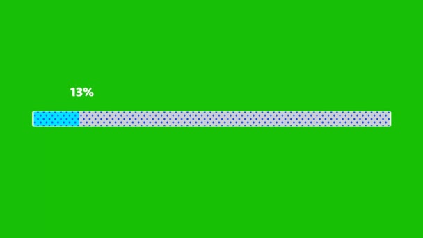 Прогрес бар анімація крихітний синій діамант з числовим розташуванням зміни тексту на зеленому екрані - Кадри, відео