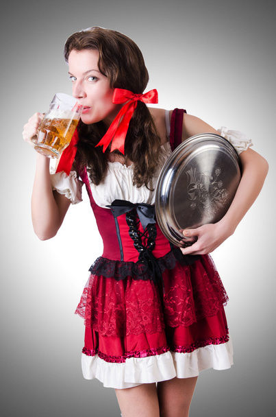 Bavarian girl with tray - Φωτογραφία, εικόνα