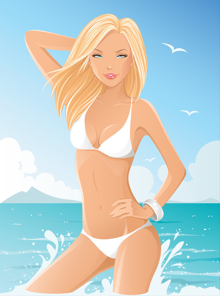 Sexy young woman in bikini - Vector, Image