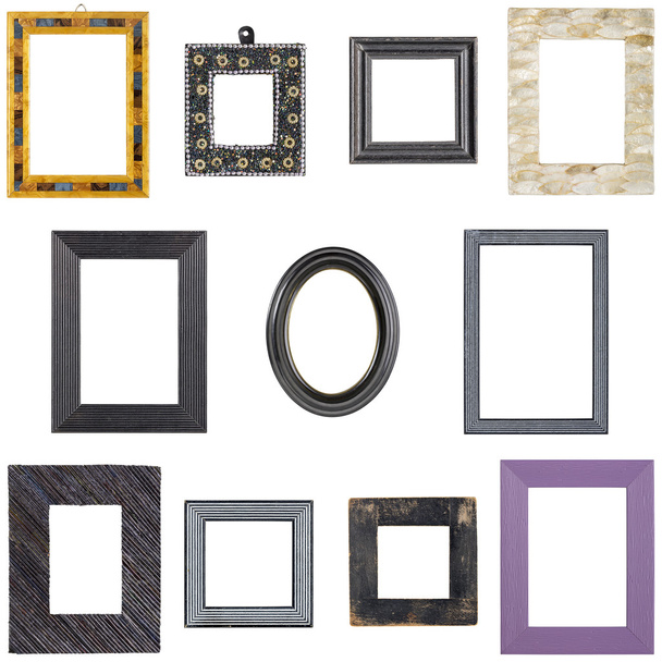 collection of unusual picture frames, isolated on white - Photo, Image