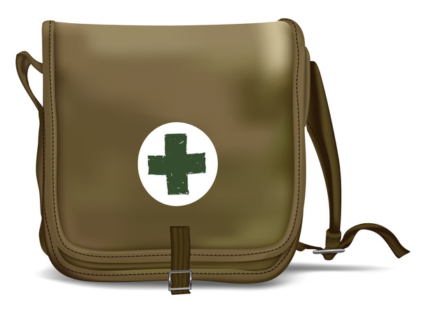 Πρώτες βοήθειες Kit τσάντα ώμου. Ιατρικός εξοπλισμός - Διάνυσμα, εικόνα